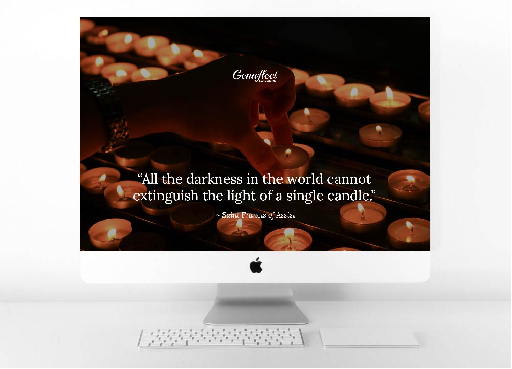 Genuflect.net- Image of Candle prayers with quote from St. Francis of Assisi