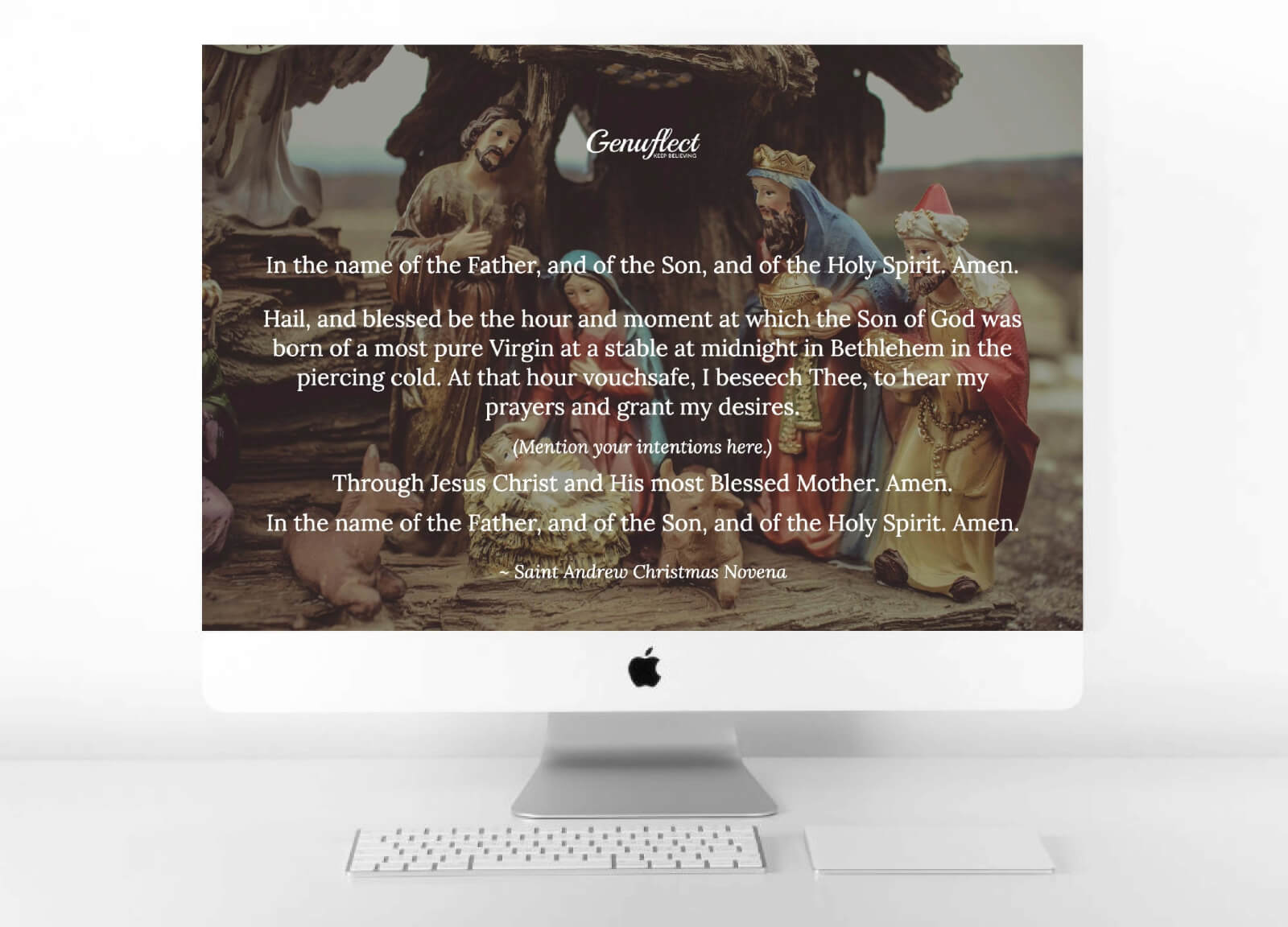 Genufleck computer ackground image of a Nativity scene