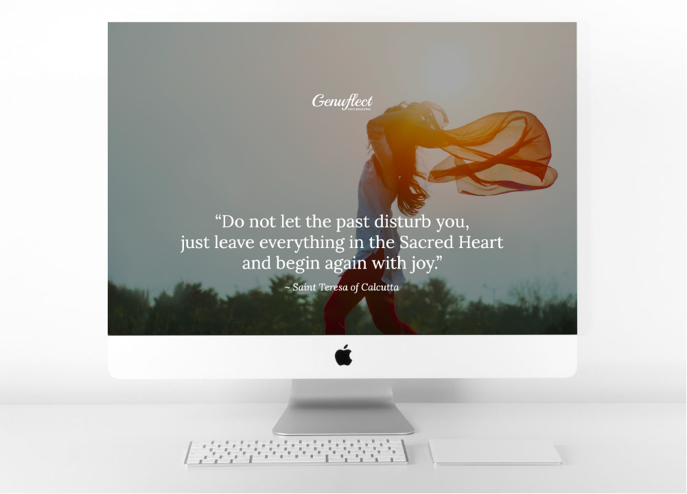 Sacred Heart of Jesus Quote by St. Teresa of Calcutta as background on computer desktop
