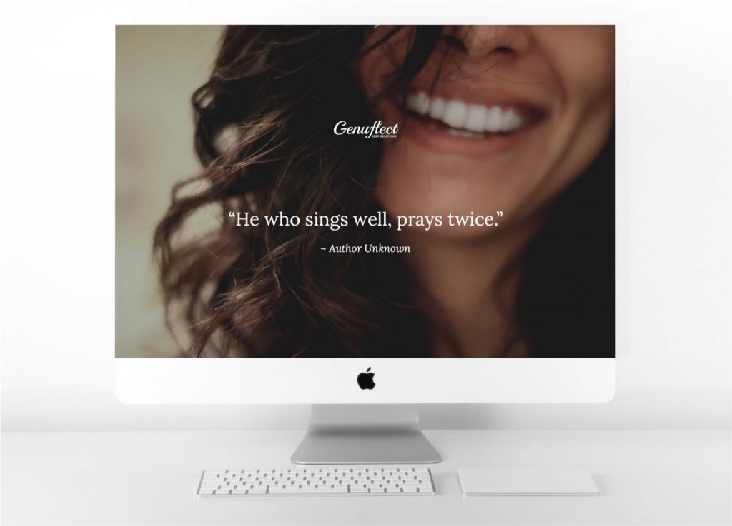 Genuflect - Computer background image close up of woman's mouth with big smile