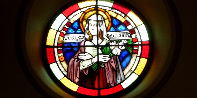 Saint Maria Goretti stained glass window