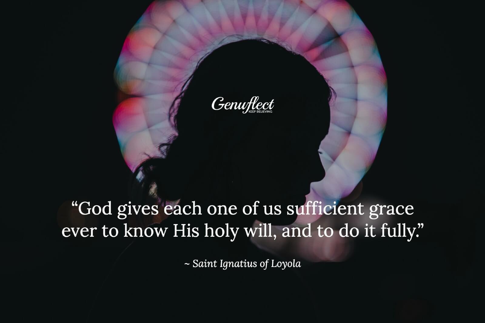 Silhouette of a woman's profile with her head bowed and a stained glass window in the background