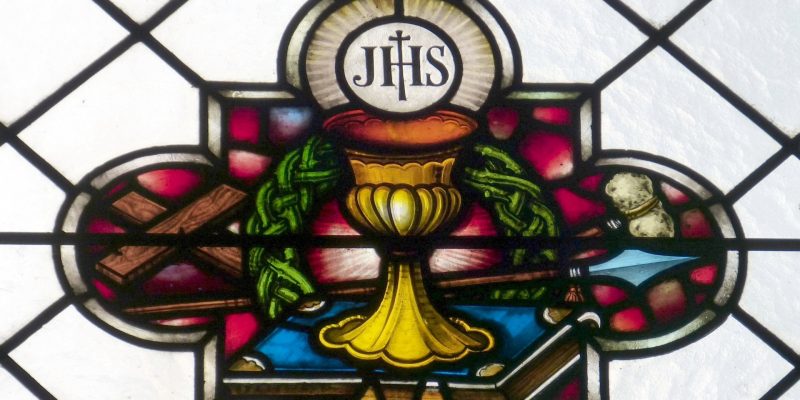 Stained glass window of the Holy Eucharist
