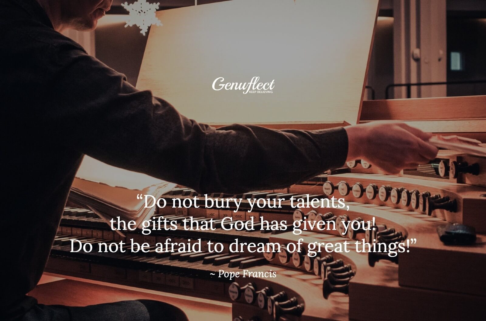 Organist making an adjustment