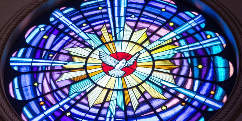 stained glass window of a dove, the holy spirit